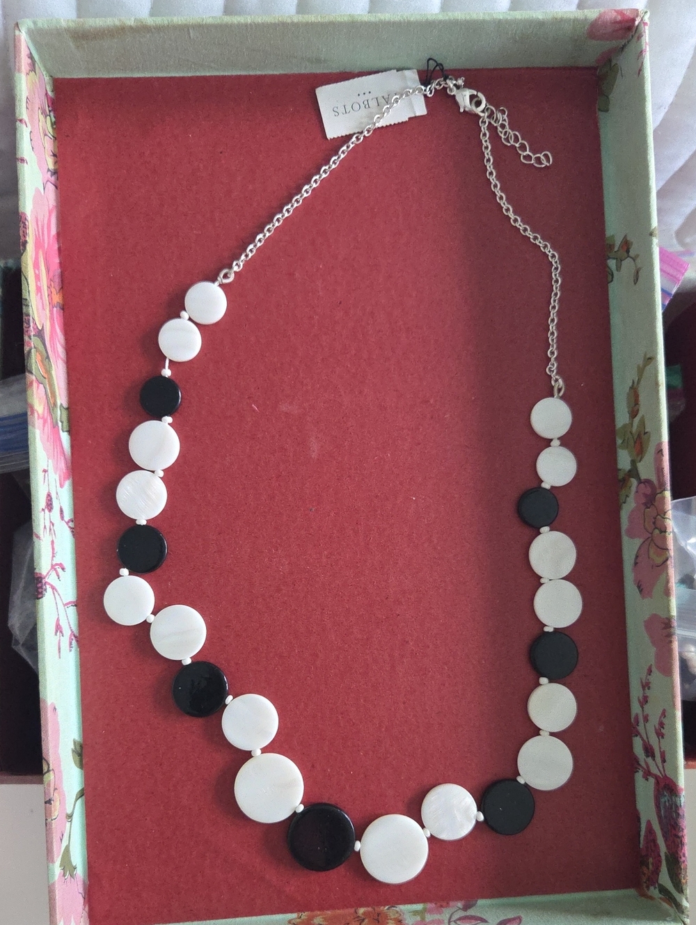 Black and White Disc Necklace - Women Jewelry